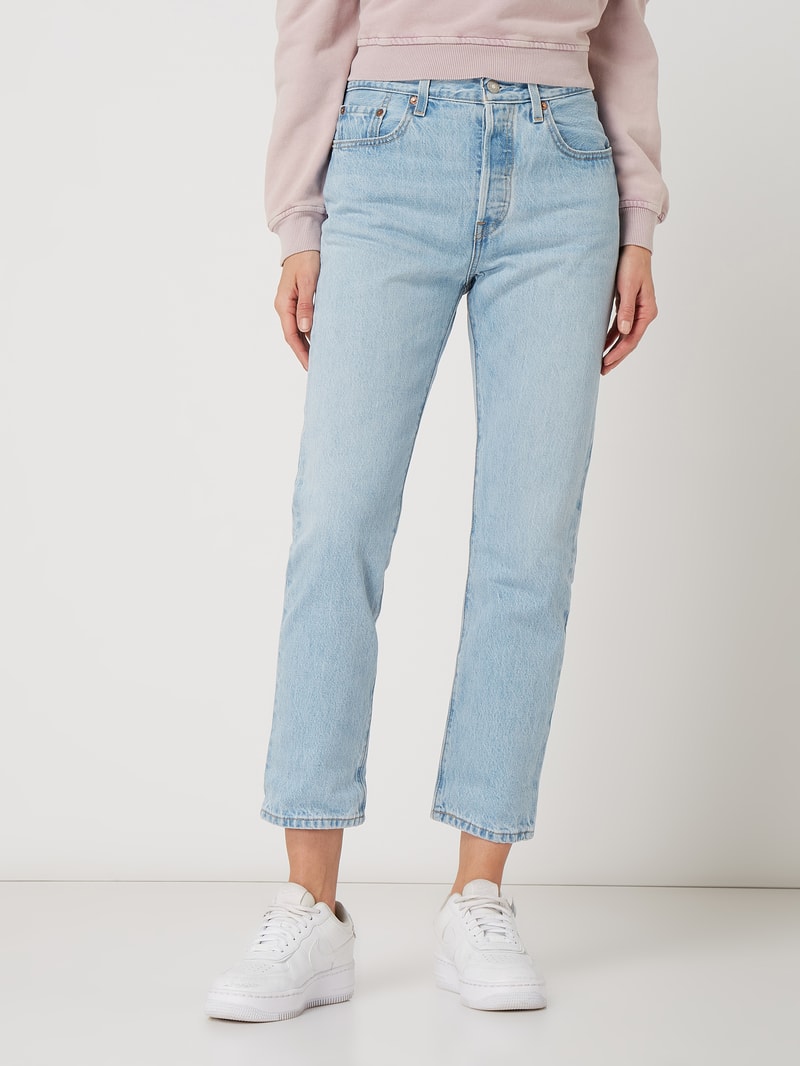 Cropped Straight Fit Jeans aus Baumwolle Modell '501™' in jeans
