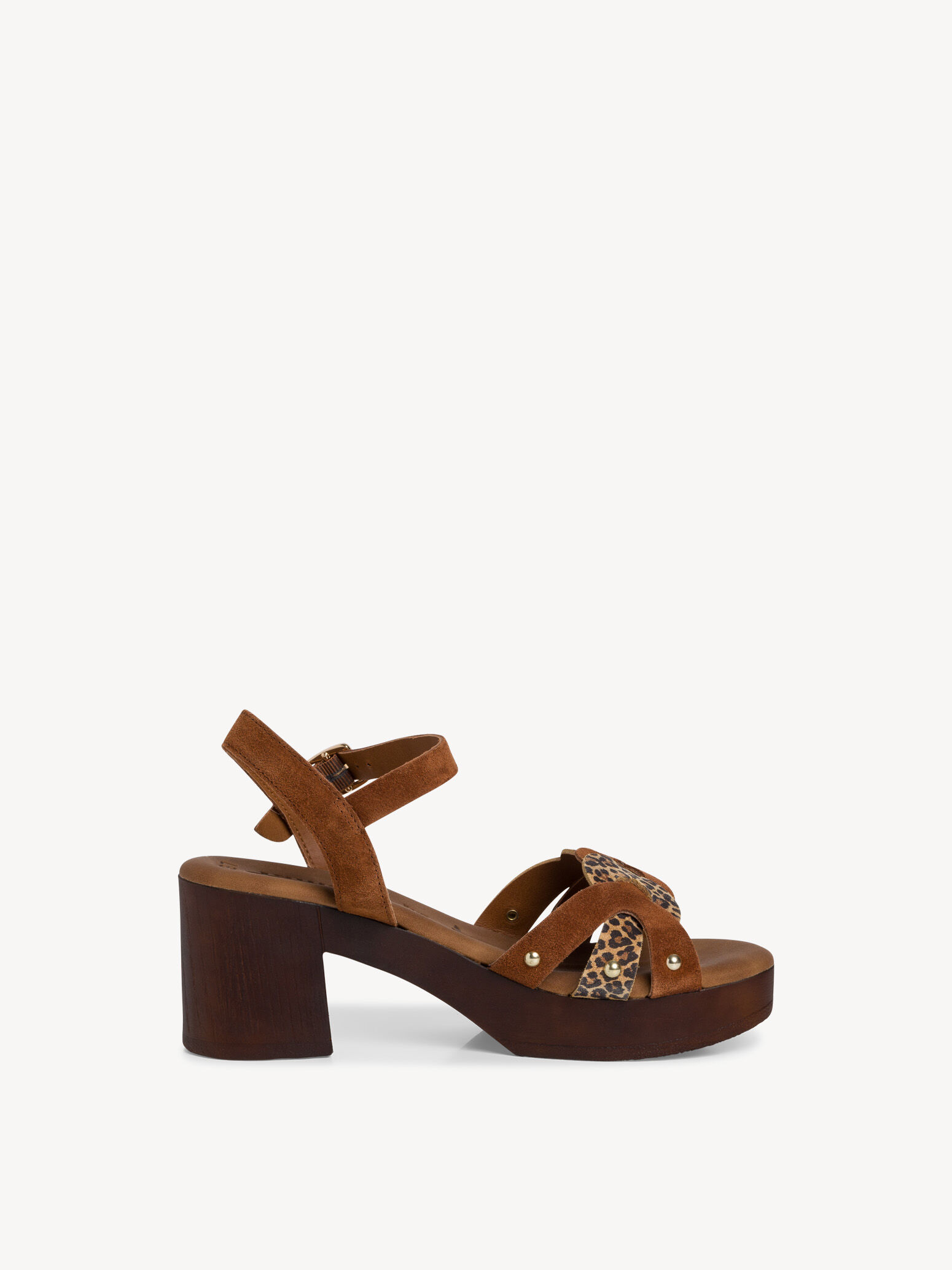 Sandale à talon en cuir - marron