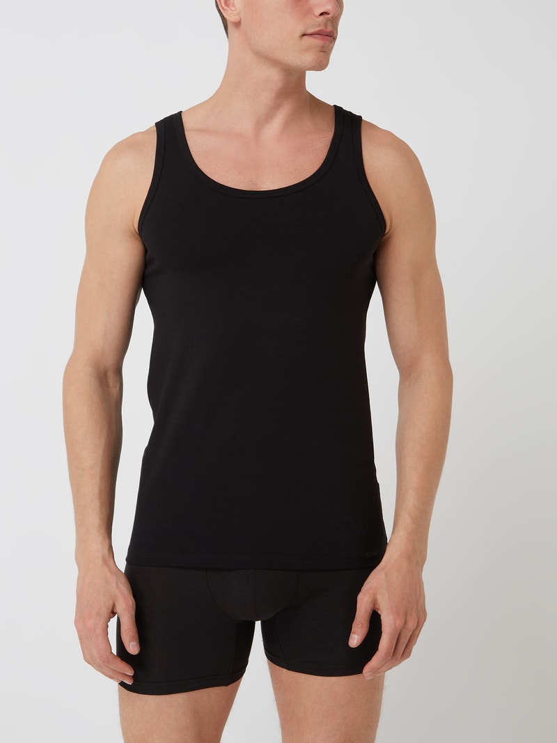 Tanktop mit Stretch-Anteil im 2er-Pack in schwarz