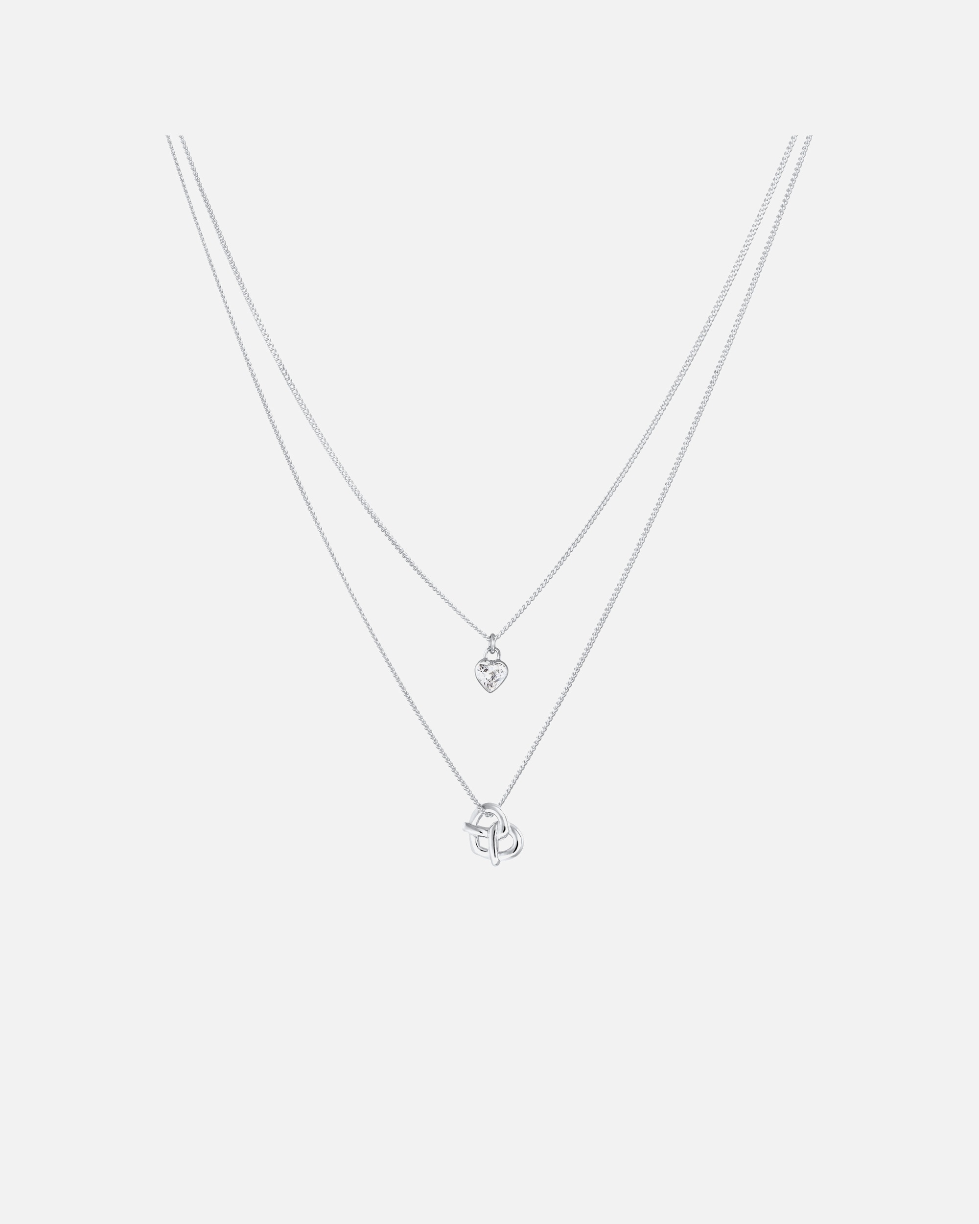 Ciondolo a forma di cuore stratificato e pretzel da donna Elli con zirconi in argento sterling 925