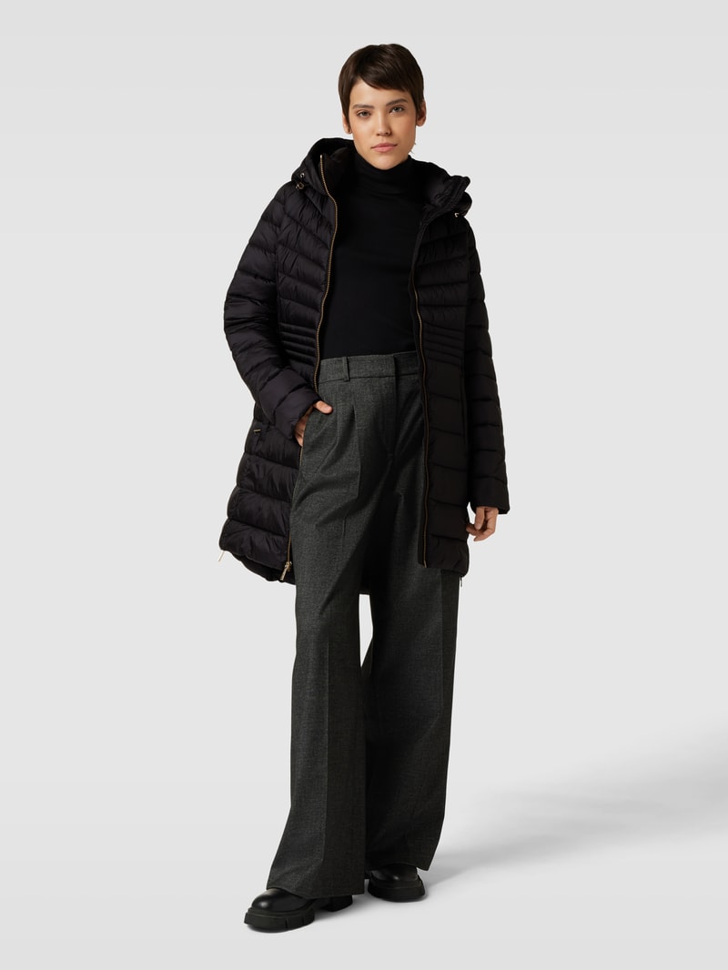 Steppjacke mit Kapuze Modell 'LONG LINE' in schwarz