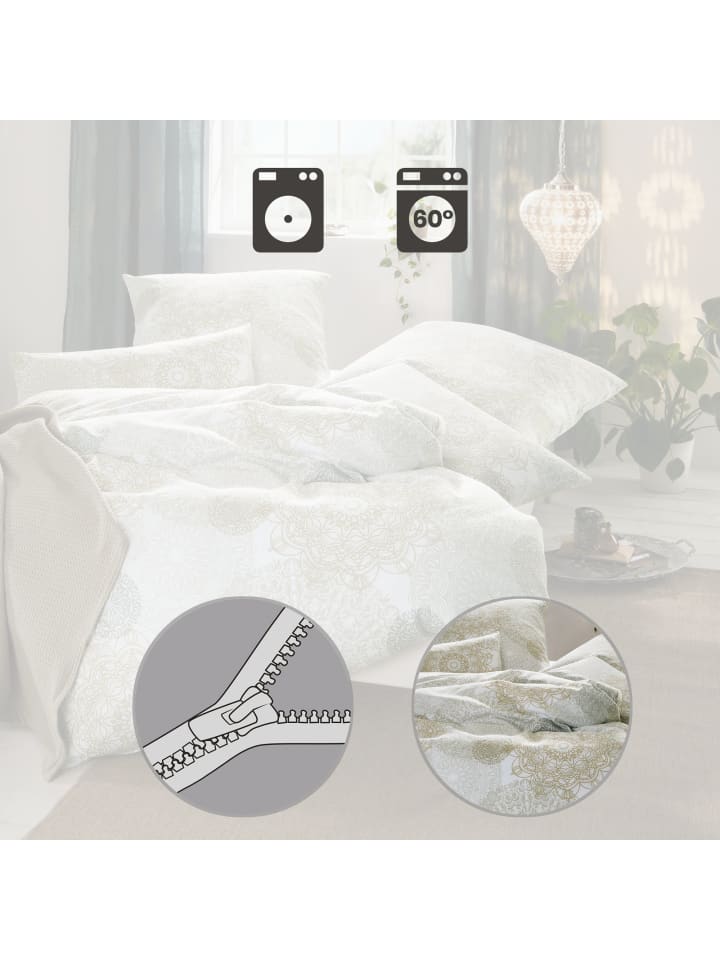 REDBEST Satin Bettwäsche in beige-hellgrau günstig kaufen