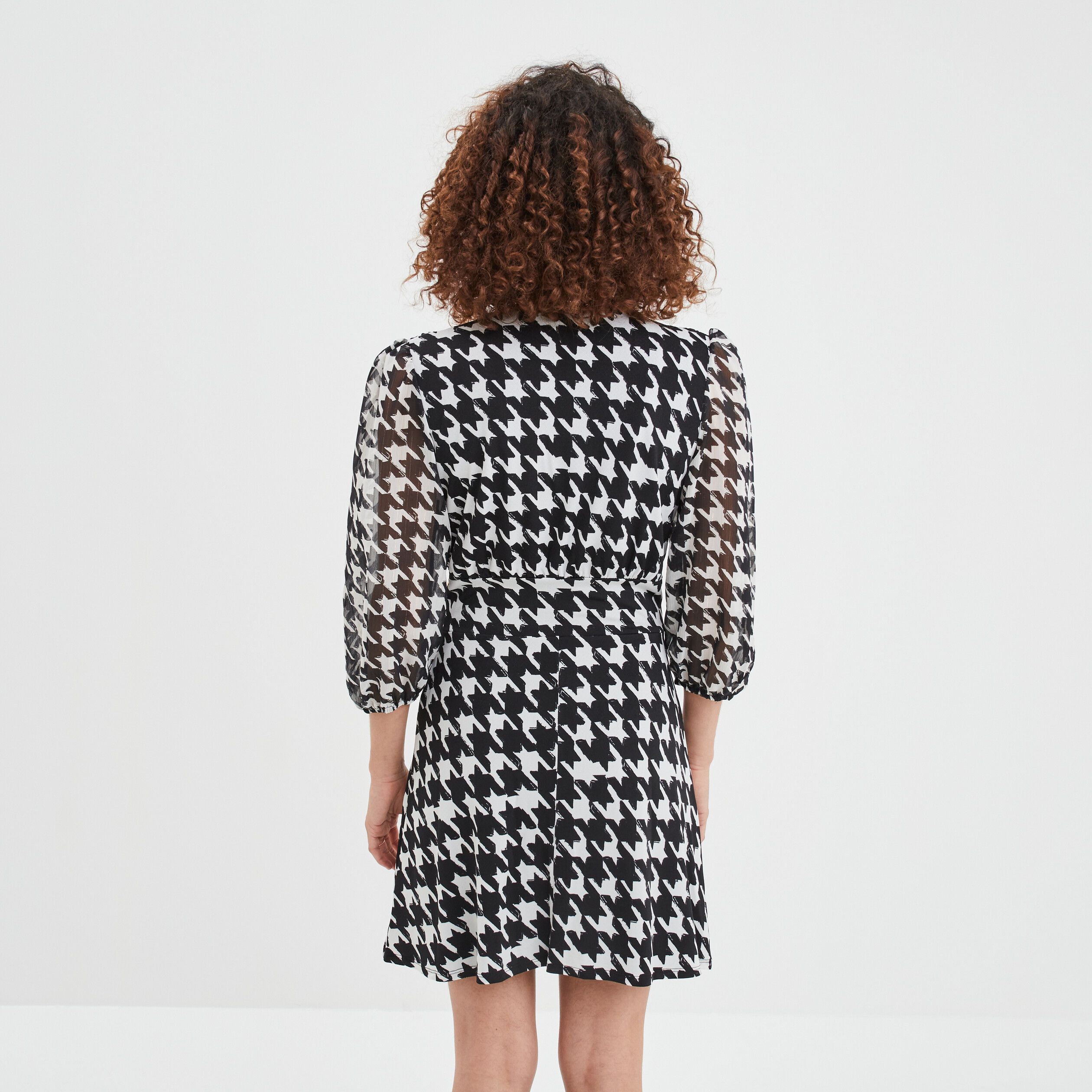 Robe cache-coeur manches 3 4 bouffantes ecru femme | La Halle