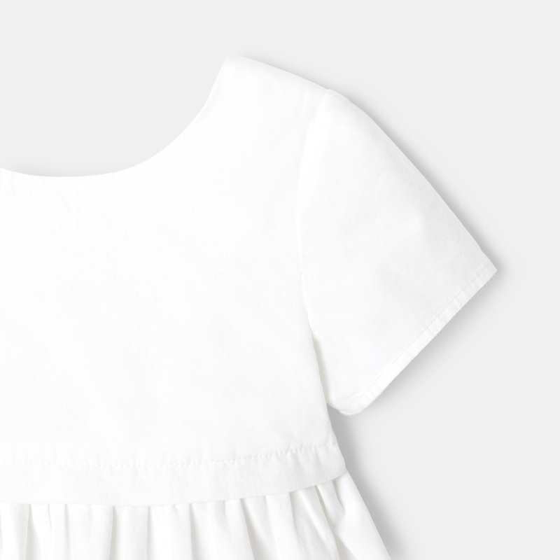 Robe à manches courtes et bloomer en coton bio blanche naissance Absorba