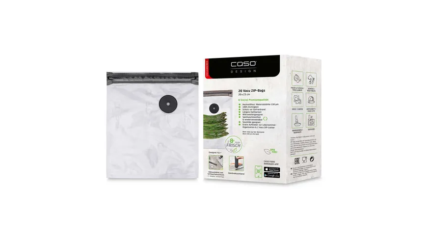 CASO Design Vakuumier Zip-Bags 20x23cm 20er Pack