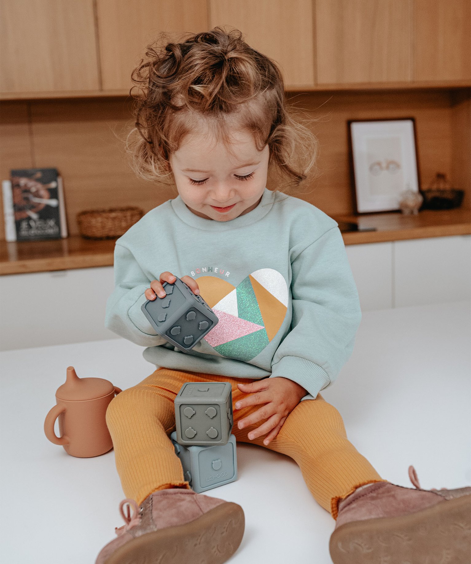 Legging bébé fille en maille ctelée avec ourlet fantaisie jaune | GEMO