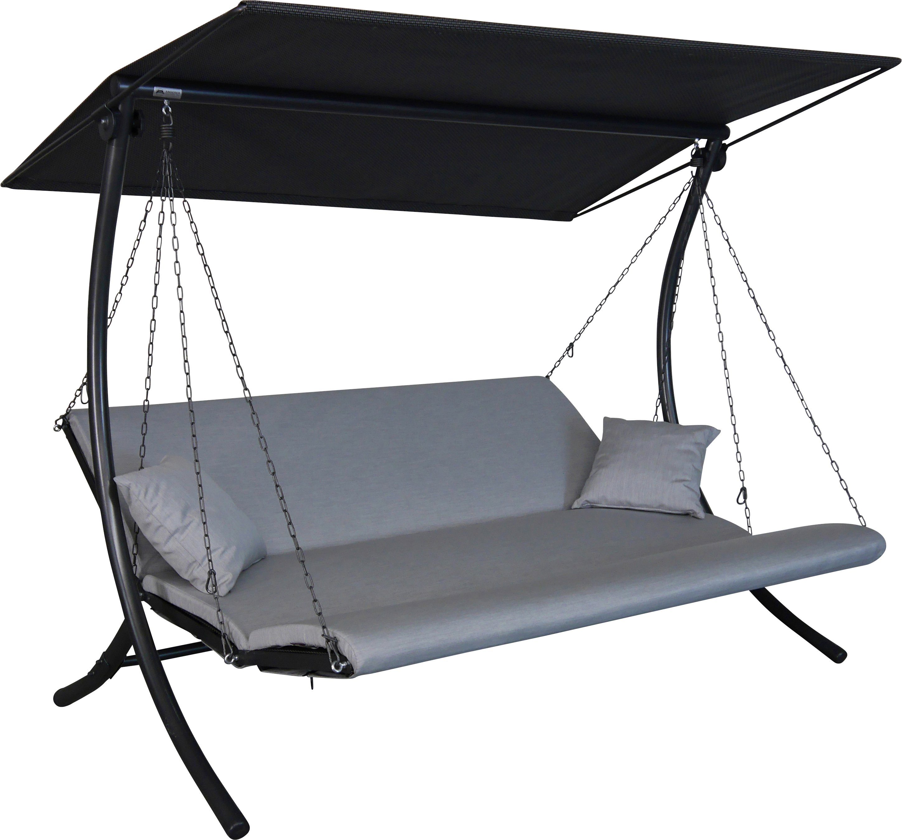Angerer Freizeitmöbel Hollywoodschaukel Swing Zip granit, 3-Sitzer, Bettfunktion, wetterfest