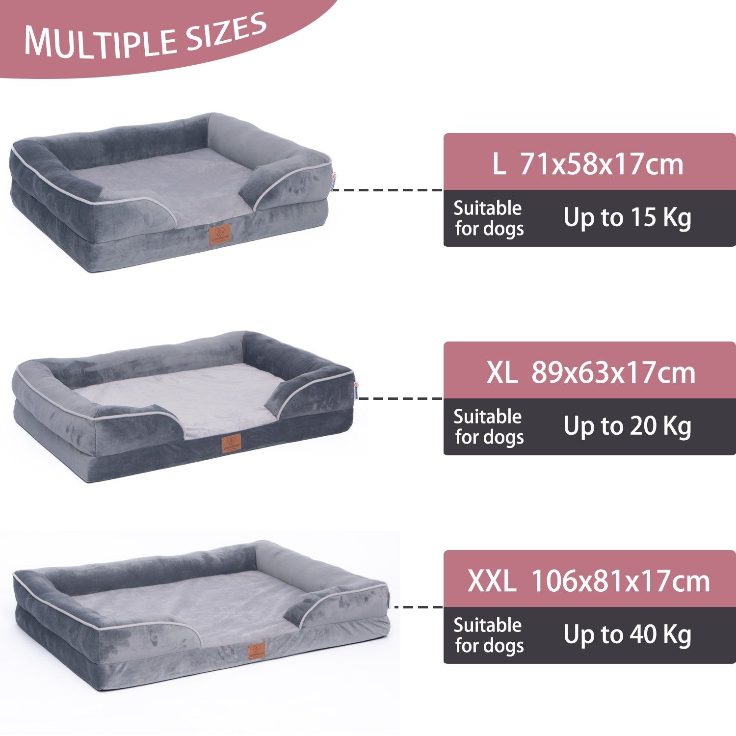 Warenhammer Tierbett Orthopädisches Premium Hundebett, flauschig weich, Abnehmbar,Waschbar, verschiedene Grössen