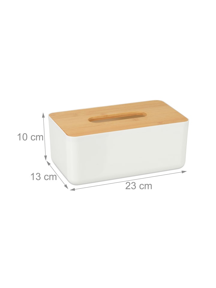 relaxdays Tücherbox in Weiß/Natur - (B)23 x (H)10 x (T)13 cm günstig kaufen onesize