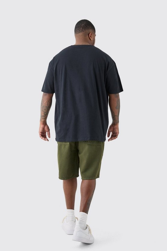 Plus schwarzes T-Shirt mit Members Club Worldwide Print