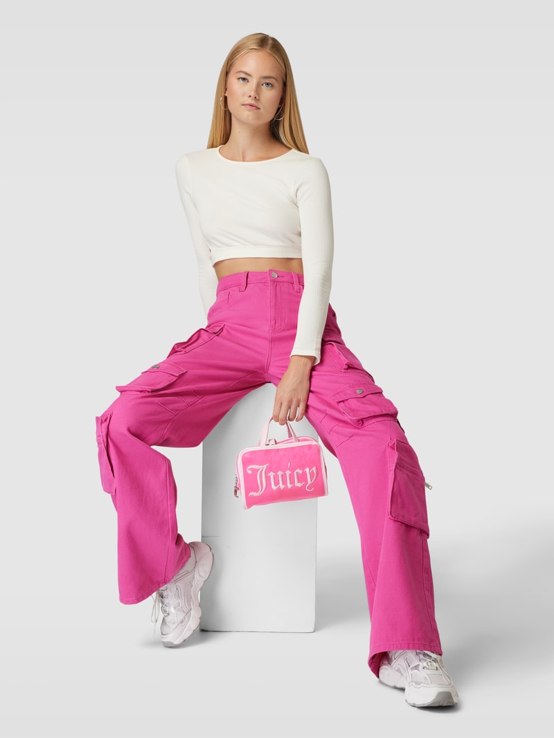 Kosmetiktasche mit Label-Stitching Modell 'IRIS' in pink