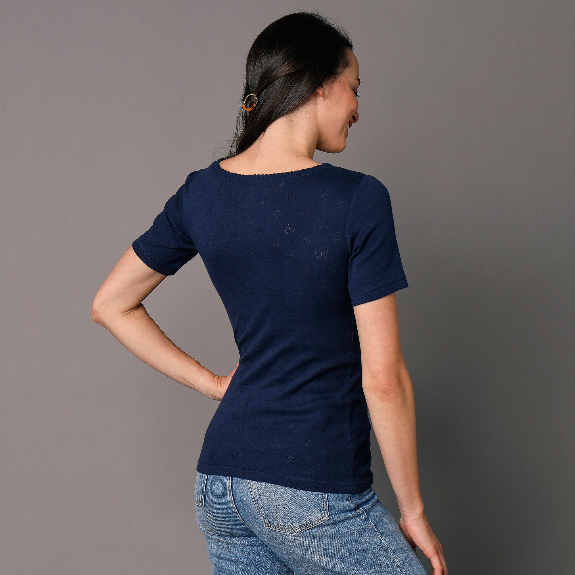 Tee-shirt manches courtes maille jacquard
