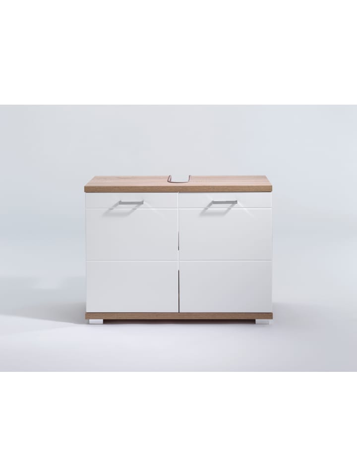 byLiving Waschbeckenunterschrank NEBRASKA in Sonoma Eiche / Weiß - (B) 80 x (H) 59 x (T) 31,5 cm günstig kaufen onesize