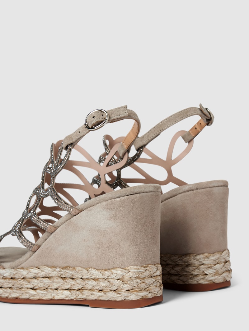 Wedges mit Strasssteinbesatz in taupe