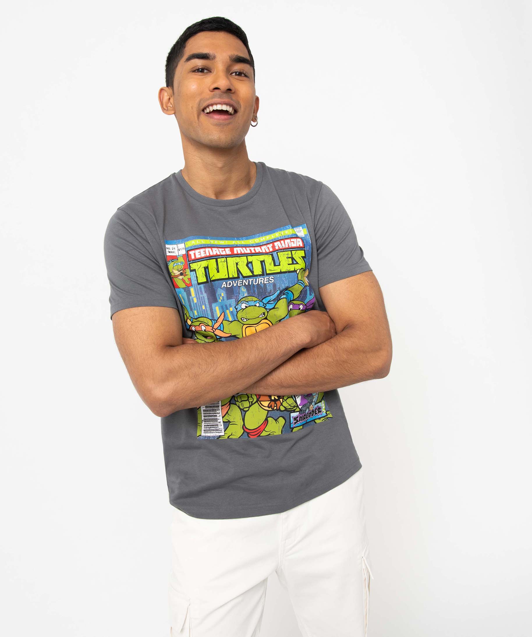 Tee-shirt homme à manches courtes imprimé - Tortues Ninja gris | GEMO