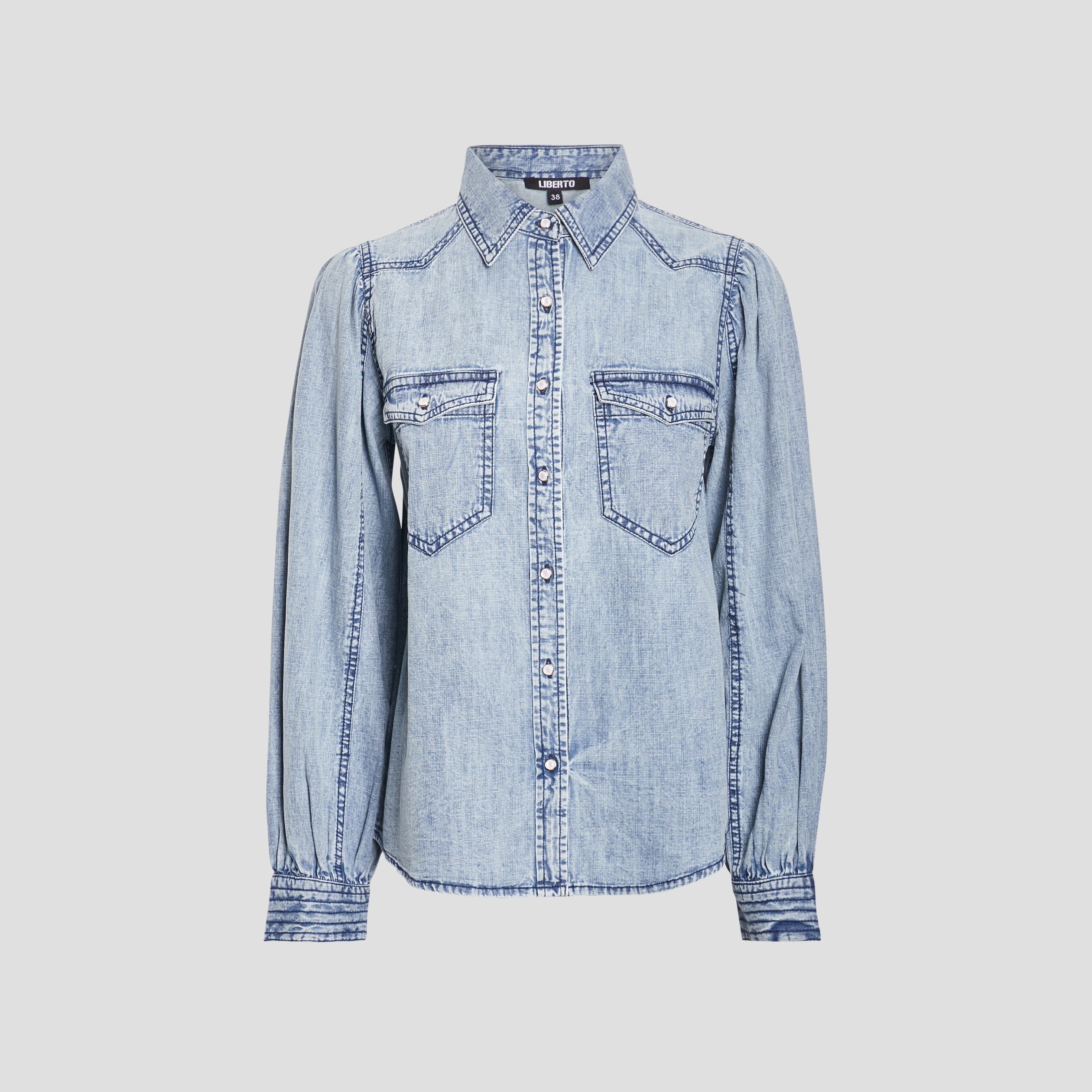 Chemise manches longues denim stone femme | La Halle