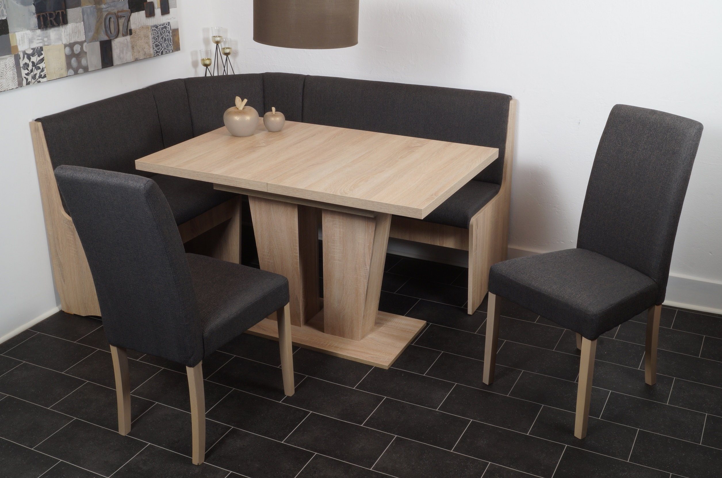 Stolebaenk Eckbankgruppe Duisburg VEDUSO, (Eckbank Set, 1 x Eckbank, 1 x Tisch, 2 x Stuhl), Tisch mit Synchronauszug
