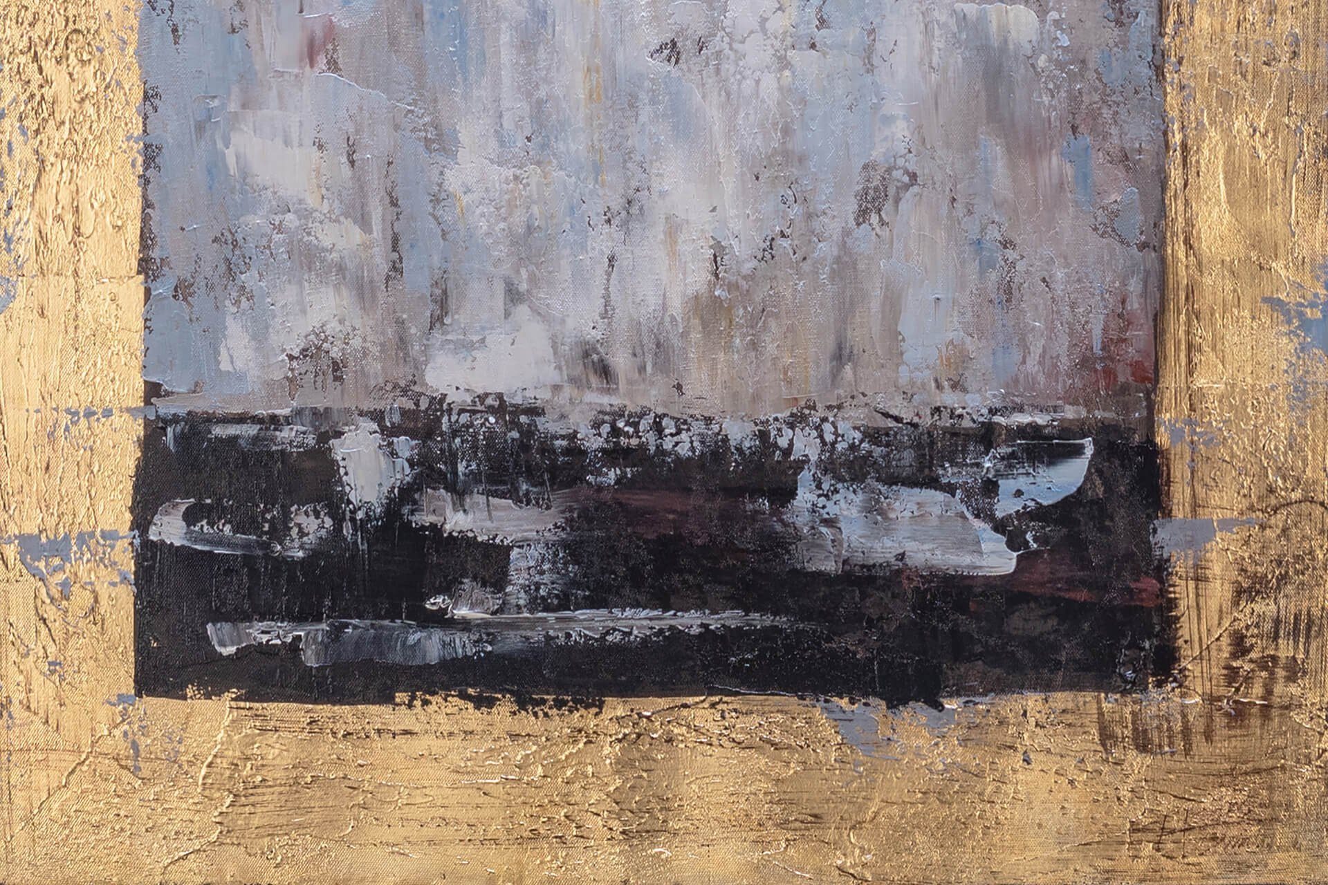 KUNSTLOFT Gemälde Goldene Aura 60x90 cm, Leinwandbild 100% HANDGEMALT Wandbild Wohnzimmer