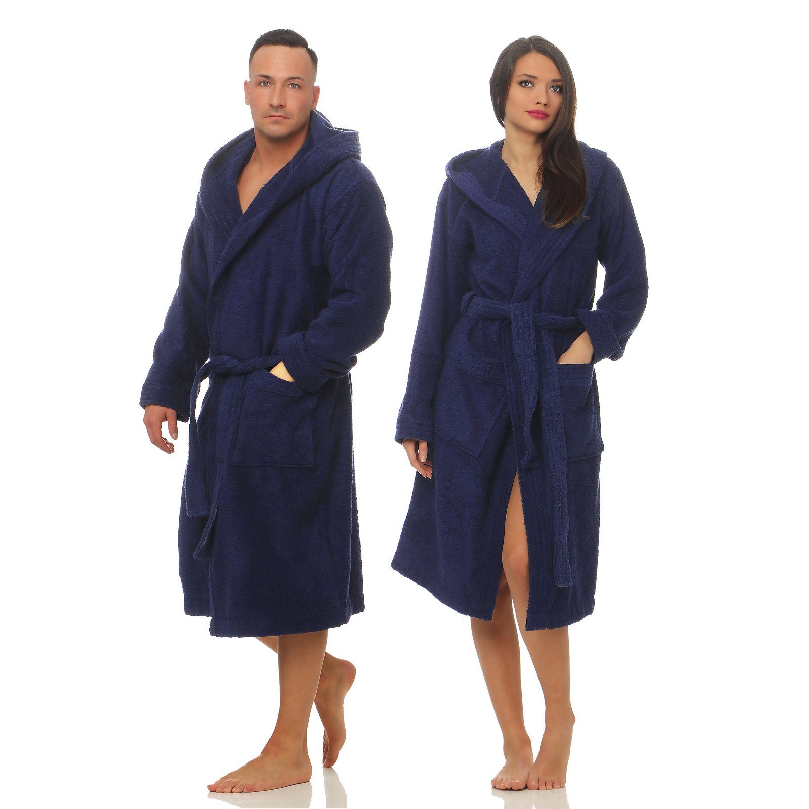 CLASS HOME COLLECTION Unisex-Bademantel Unisex Kapuzenbademantel Bademantel Kapuze 100% Baumwolle Frottee, Kapuze, Gürtel, Mit Kapuze, zwei aufgesetzten Taschen und Bindegürtel