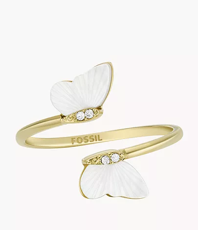 Fossil Ring Sutton Radiant Wings Butterfly Perlmutt weiß