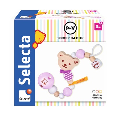 Steiff by Selecta® Schnullerkette, 21 cm, rosa