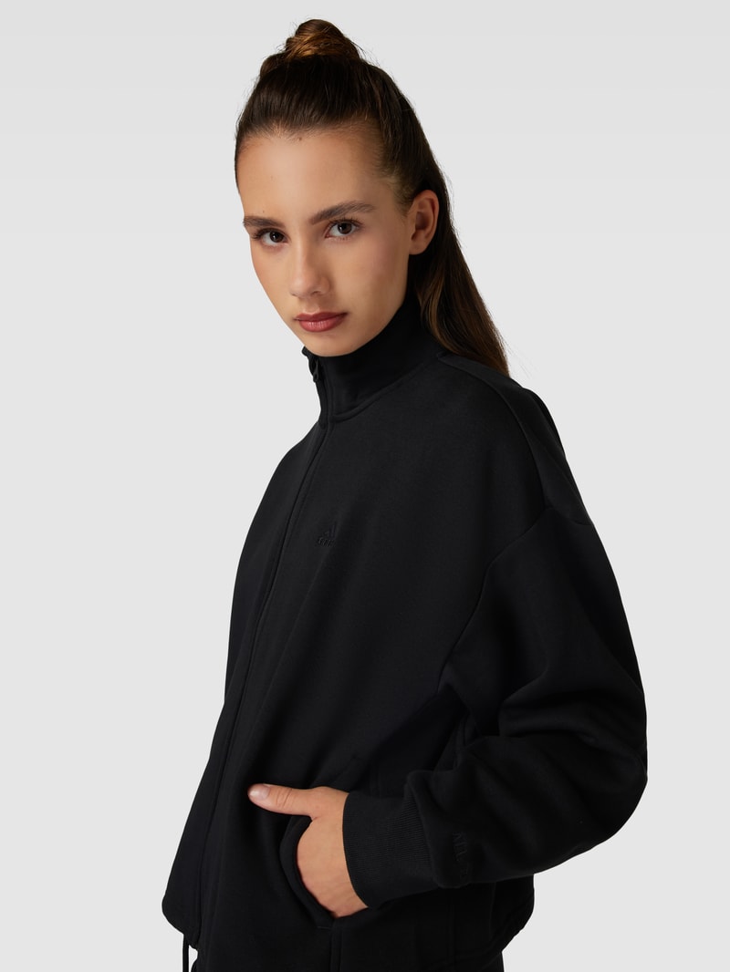 Sweatjacke mit Label-Details in schwarz