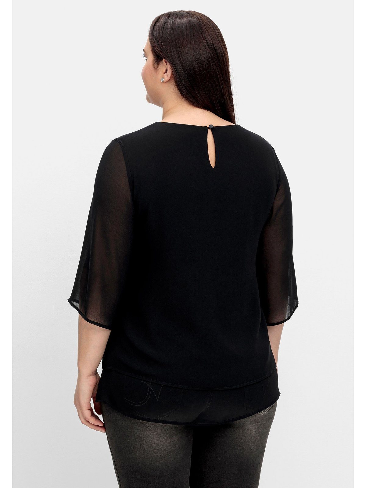 Sheego Chiffontunika Große Größen in Layering-Optik, mit 3/4-Ärmeln