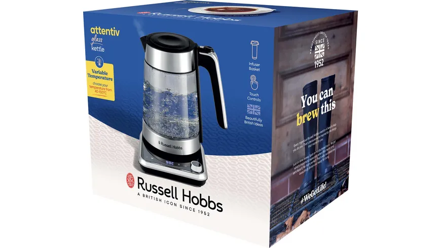 Russell Hobbs Attentiv Wasserkocher 26200-70 schwarz, silber