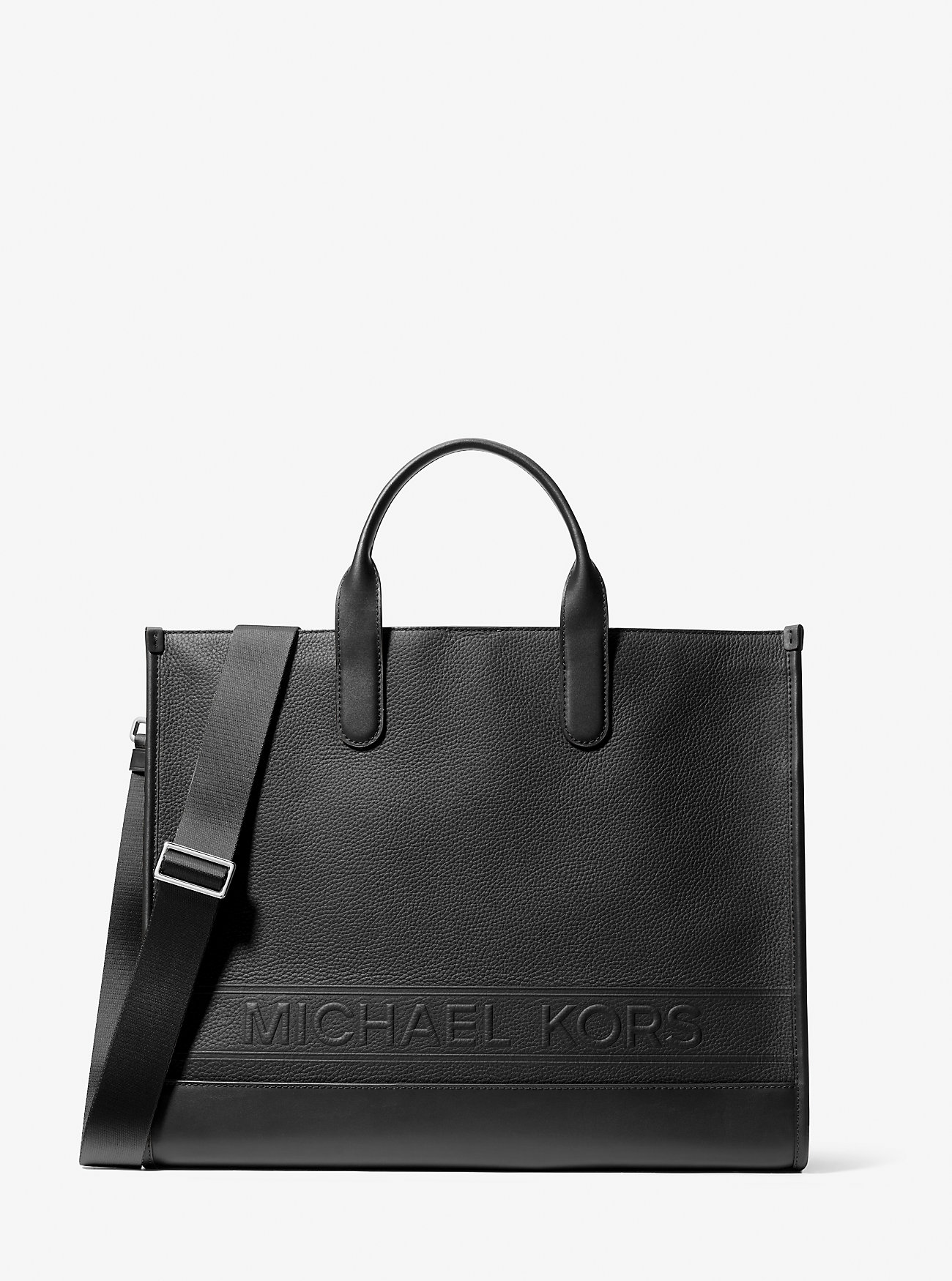 Hudson Pebbled Leather Tote Bag - BLACK