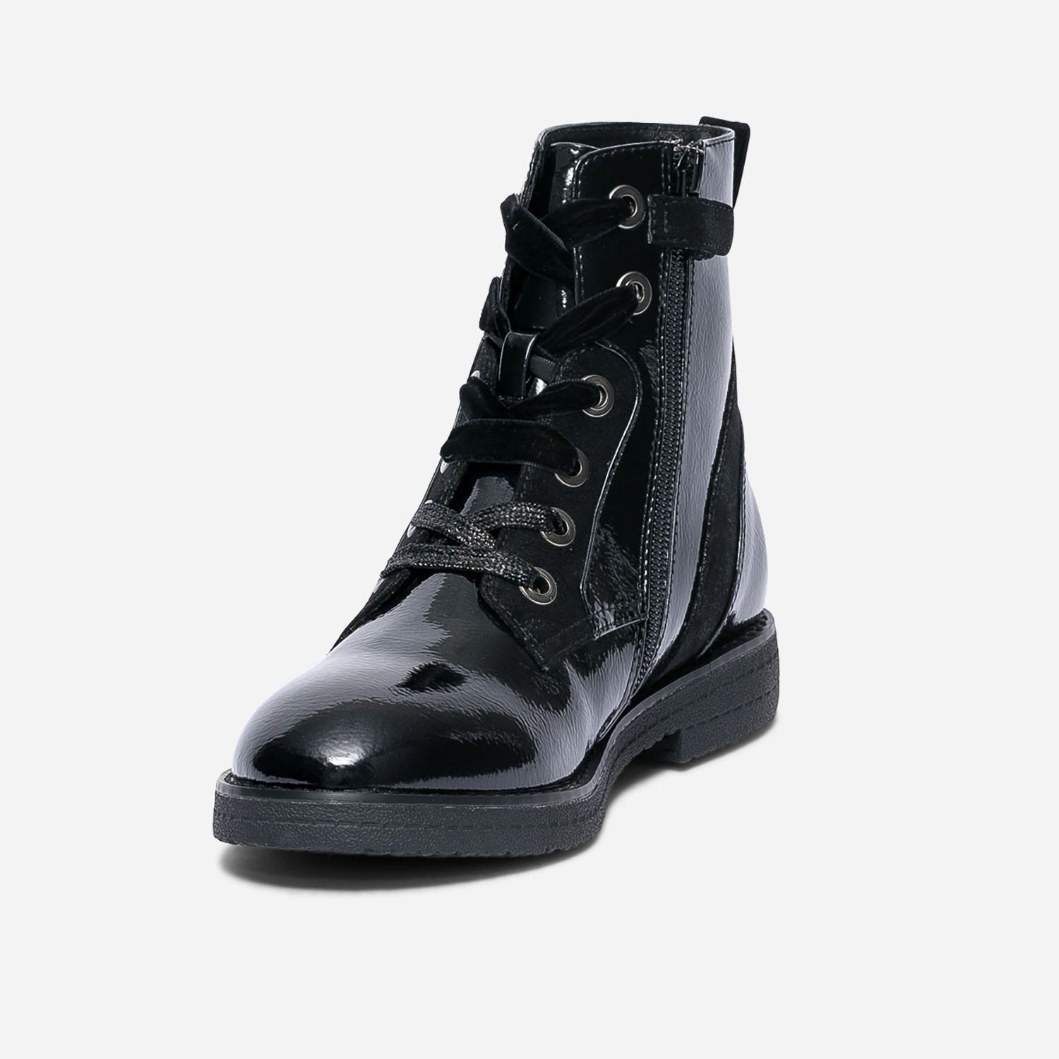 Bottine noire vernie à lacet