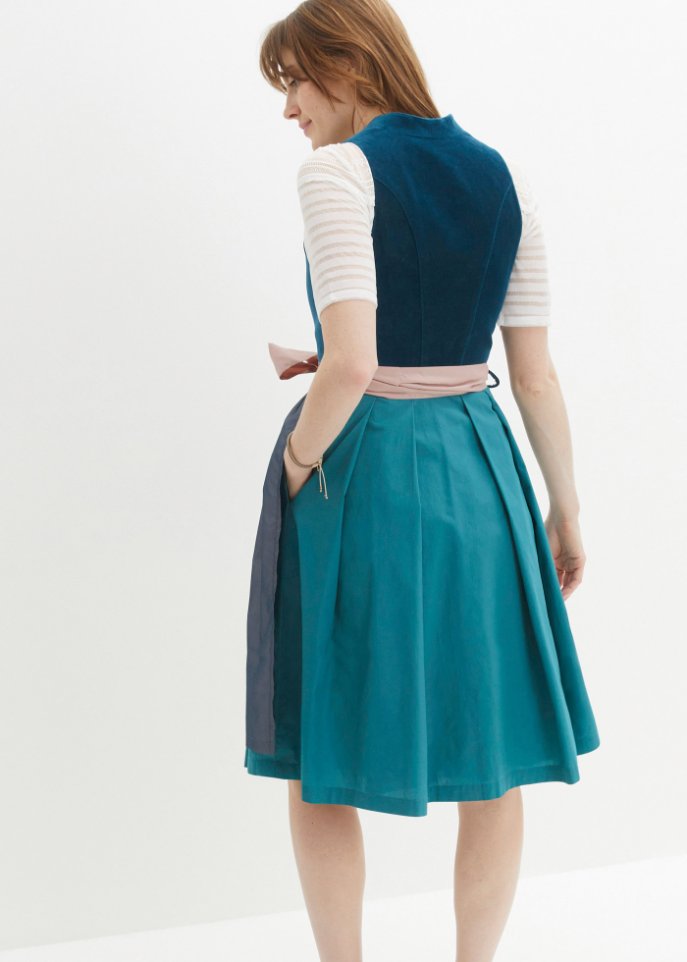 Dirndl mit Samt in Midilänge (2-tlg.Set)