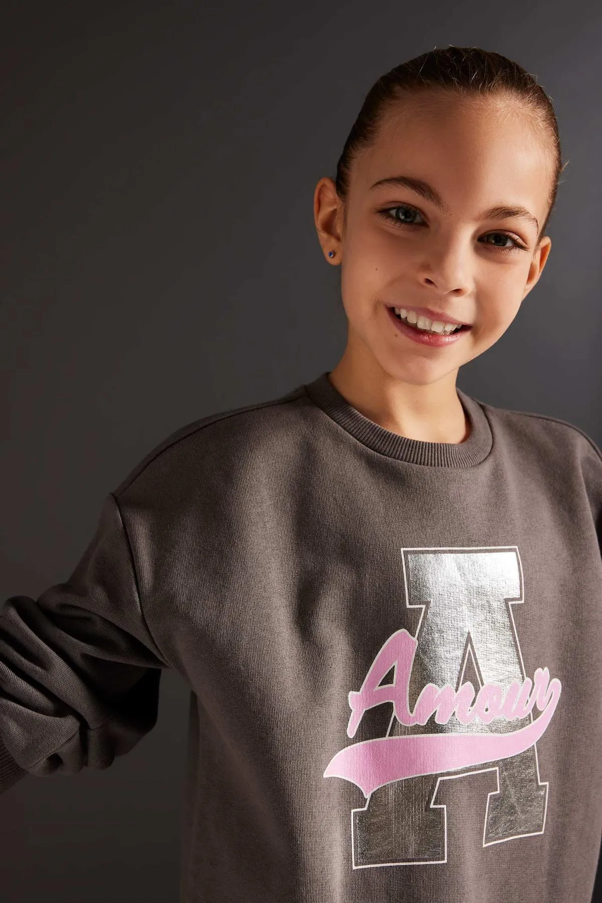 DeFacto  Bedrucktes Sweatkleid mit Rundhalsausschnitt für Mädchen - Langarm Z4933a623sp