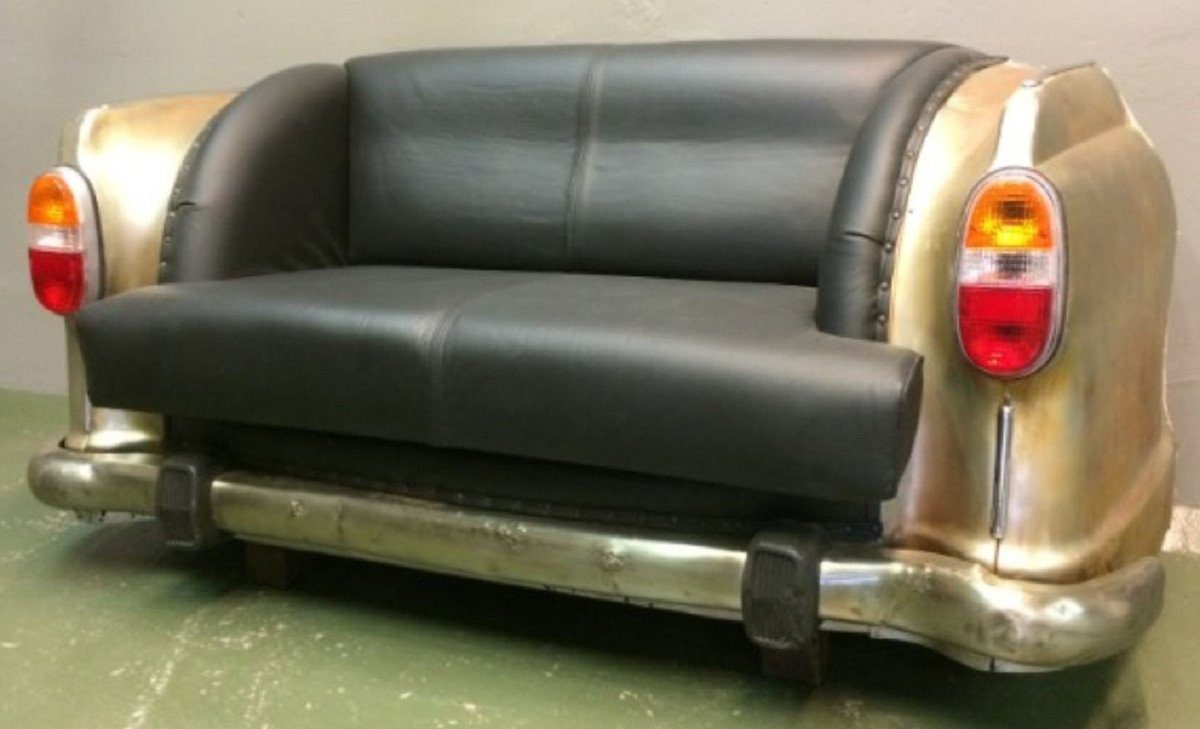 Casa Padrino Kindersofa Designer Autosofa Schwarz / Gold / Silber 163 x 70 x H. 78 cm - Wohnzimmer Sofa im Auto Design - Wohnzimmer Auto Möbel