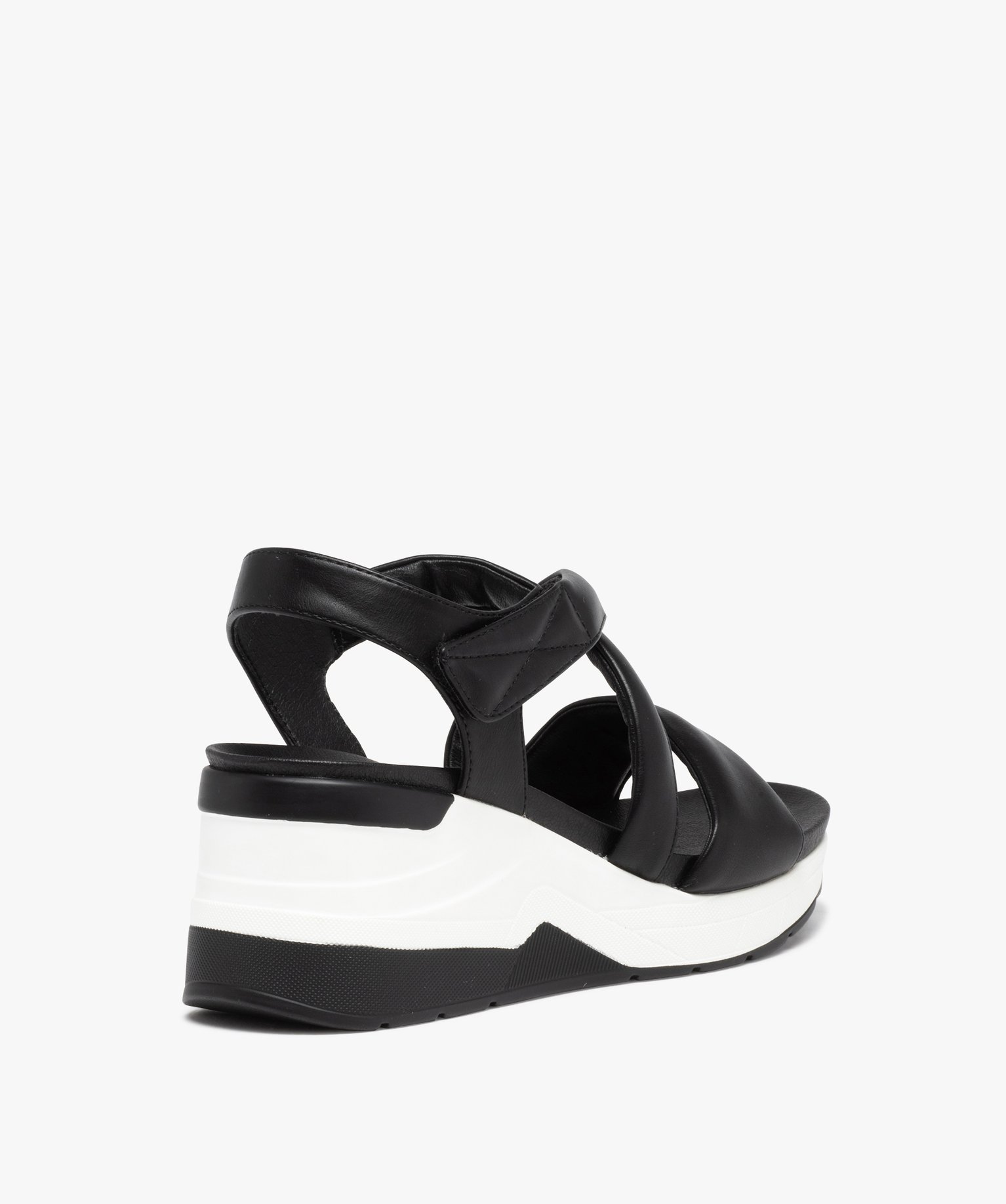 Sandales femme compensées style baskets à brides unies noir | GEMO