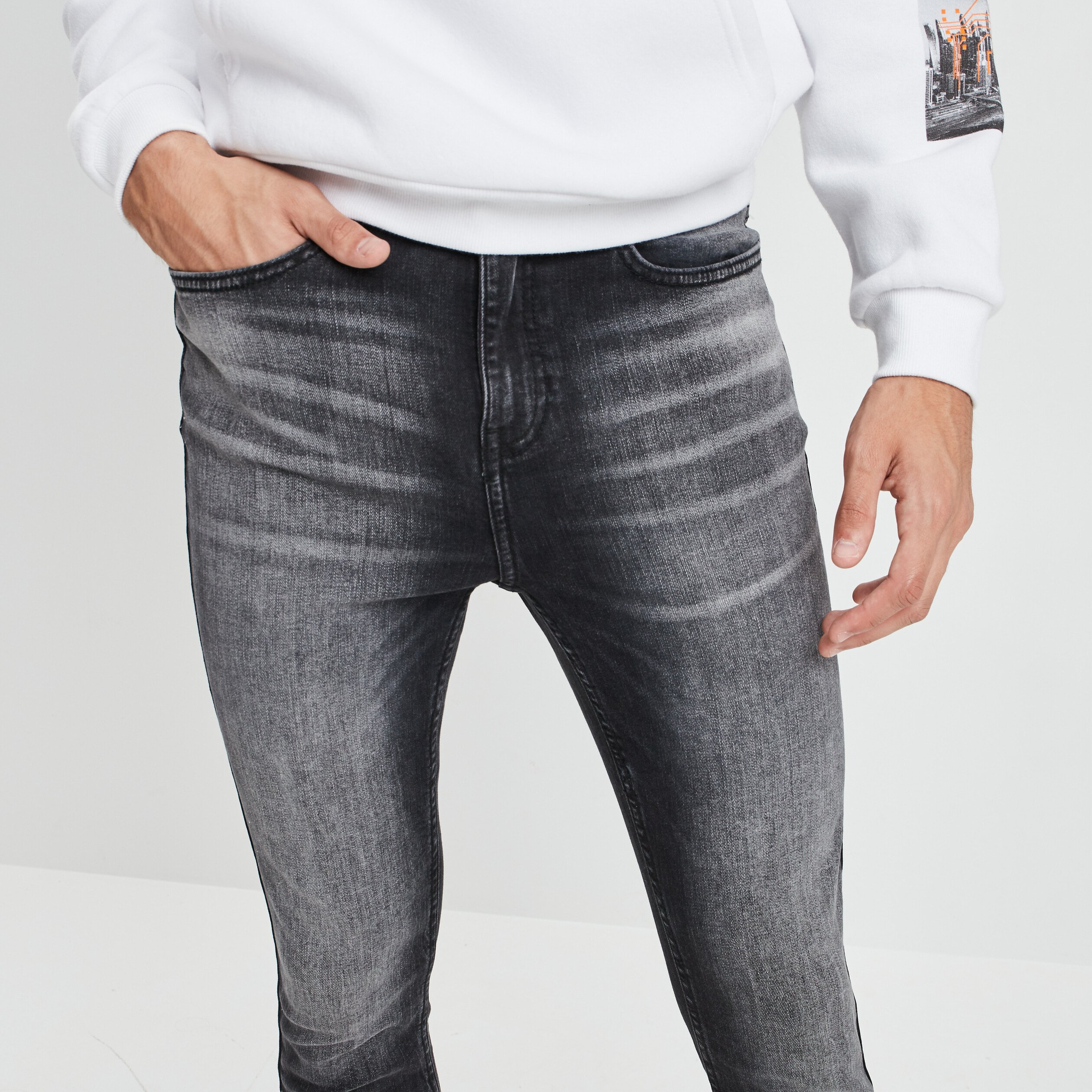 Jeans skinny denim gris homme | La Halle
