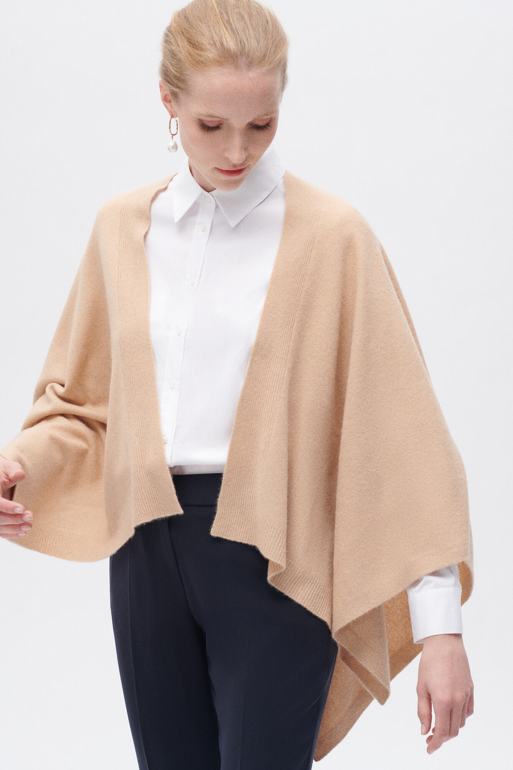 Poncho hera camel femme