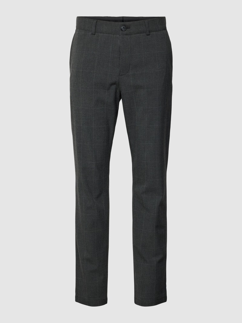Slim Fit Chino mit Glencheck-Muster Modell 'ROBERT' in mittelgrau