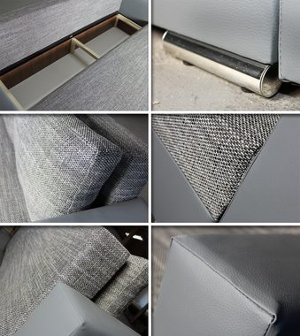 Sofnet Schlafsofa Bird, mit Schlaffunktion und Bettkasten, Bettsofa mit Chromfüße, Schlafcouch, Sofagarnitur