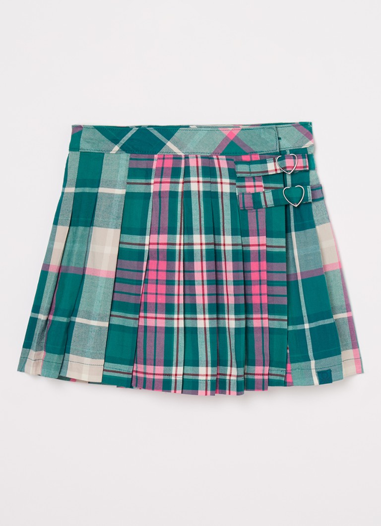 Benetton Pleated Skirt with Check Pattern