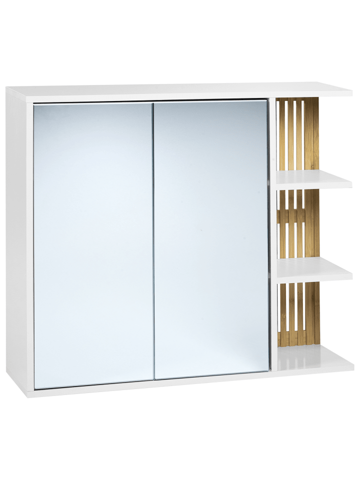 Beliani Bad-Spiegelschrank NUBES in Weiß/Heller Holzfarbton günstig kaufen onesize