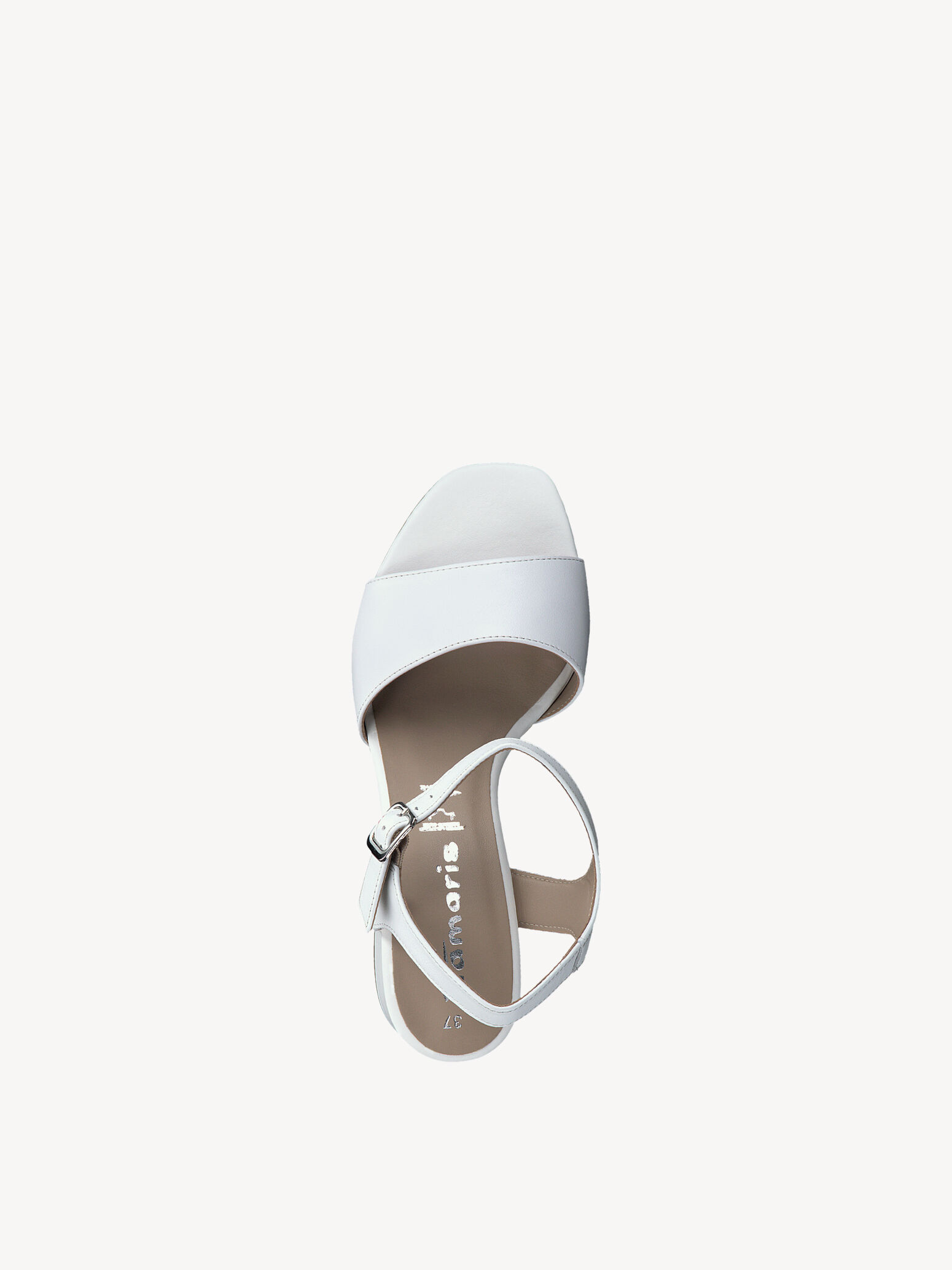 Sandale à talon en cuir - blanc