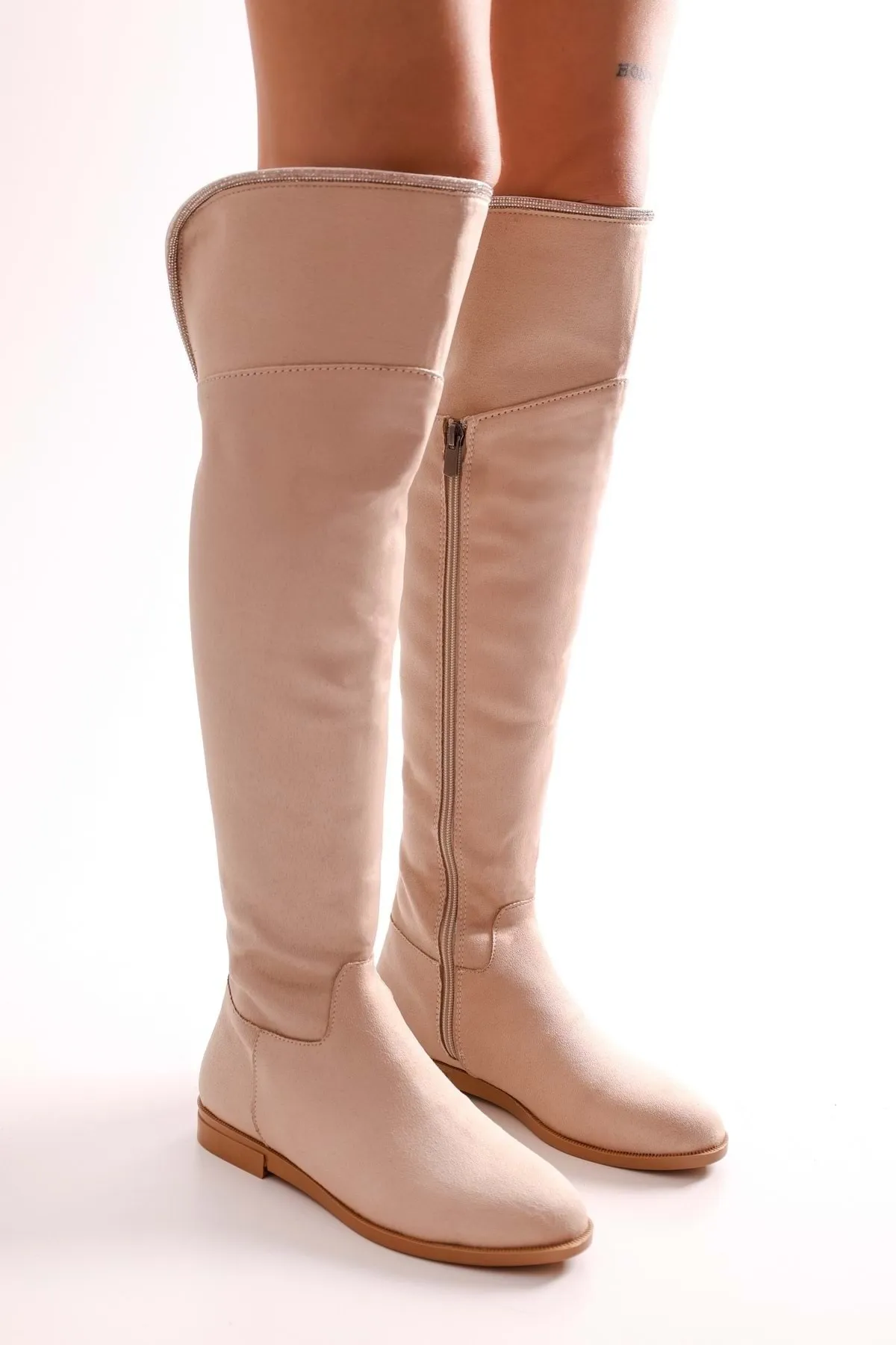 Shoeberry  Toon Beige Wildlederstiefel für Damen Beige Wildleder