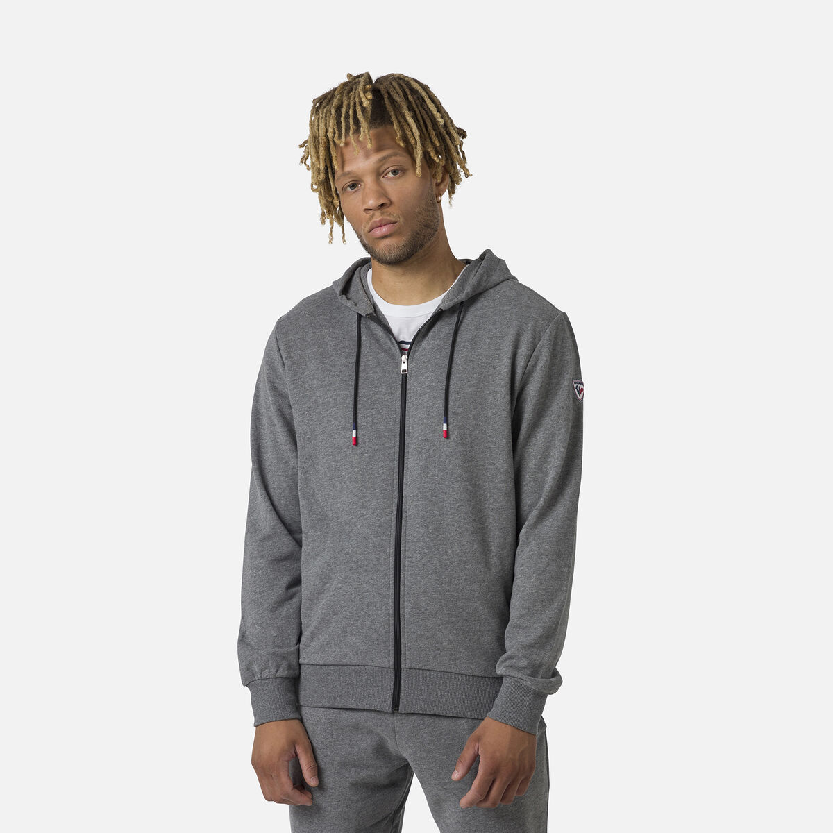 Herrensweatshirt mit Kapuze, Logo und durchgehendem Reißverschluss