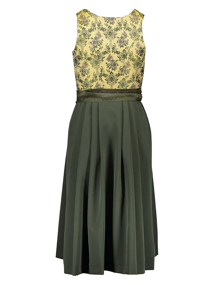 Turi Landhaus Dirndl in Dunkelgrün/ Gelb günstig kaufen