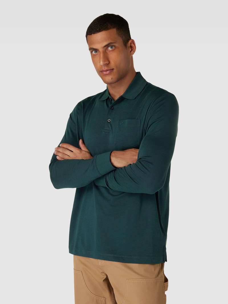 Poloshirt mit Brusttasche in dunkelgrün
