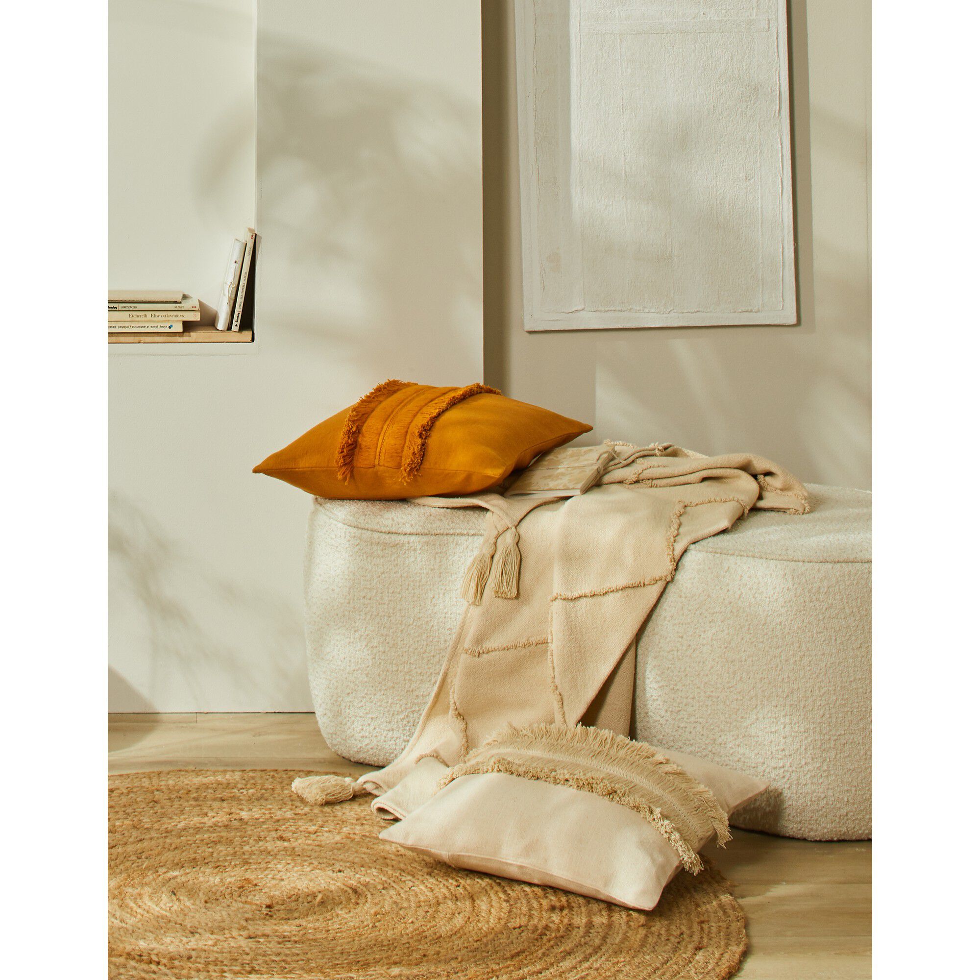 Coussin avec galon franges