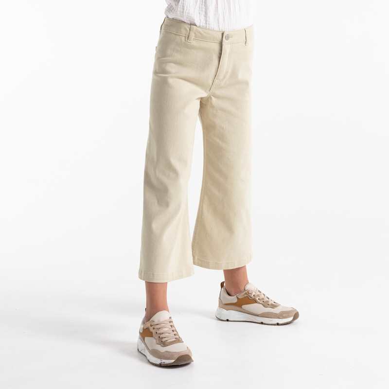 Pantalon large toile stretch blanc fille