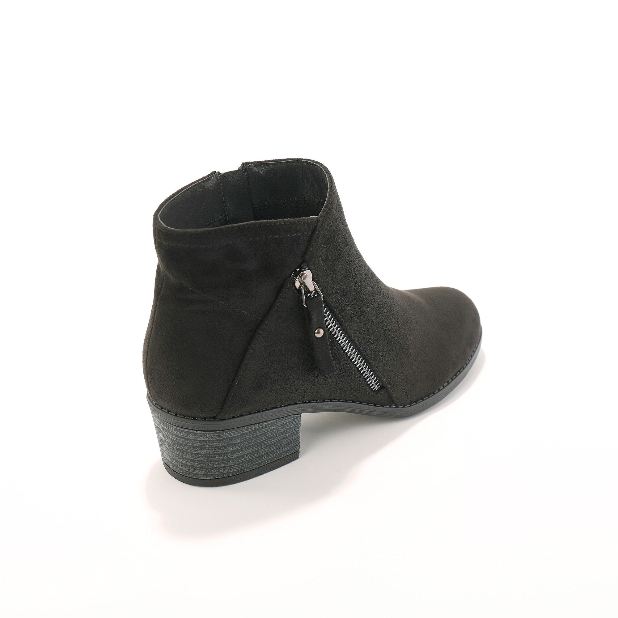 Low-boots zippées à surpiqûres fantaisie effet suédine