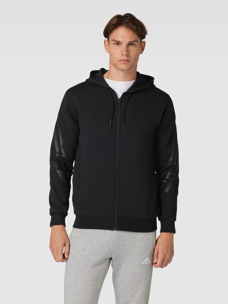 Sweatjacke mit Label-Detail in schwarz