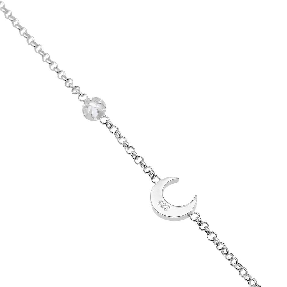Elli Elli Bracelet Femmes Demi-lune Étoile Filigrane avec Pierre de Lune en Argent Ste Bracelet